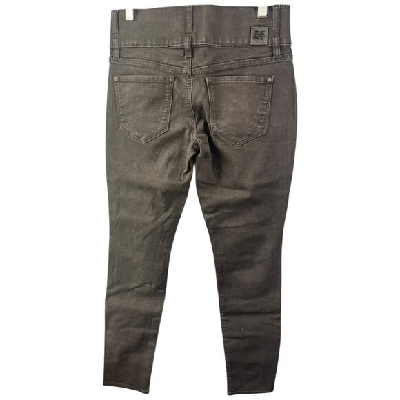 DKNY Jeans City Ultra Skinny stretch black w/ patent knee panel zipper pockets 4 - Picture 2 of 6